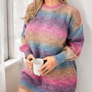 Shein Essnce Plus Ombre Drop Shpulder Sweater